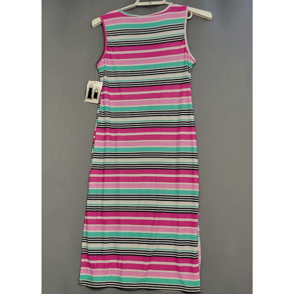 Bobbie Brooks Maxi Dress Womens Medium Striped Soft Pink Blue Sleeveless New - Picture 10 of 11